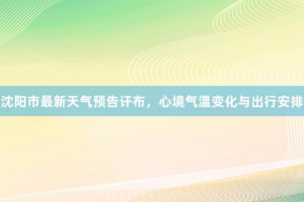 沈阳市最新天气预告讦布，心境气温变化与出行安排